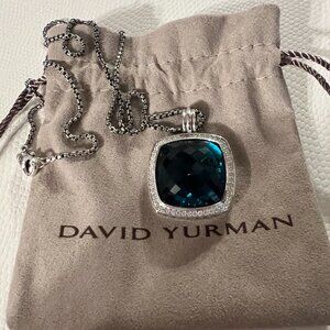 EXCELLENT Condition David Yurman Blue Topaz and Diamond pendant/necklace